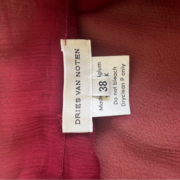 Dries Van Noten Sheer red blouse with neck tie and sequins size 38 US 6. Medium - Picture 3 of 5
